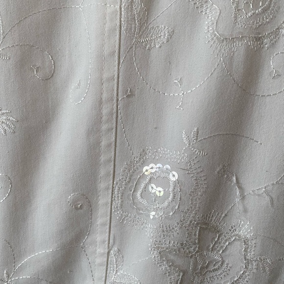 Julie Mitchell Urban Collection embrodery sequin denim jacket ivory 14 - Picture 16 of 16